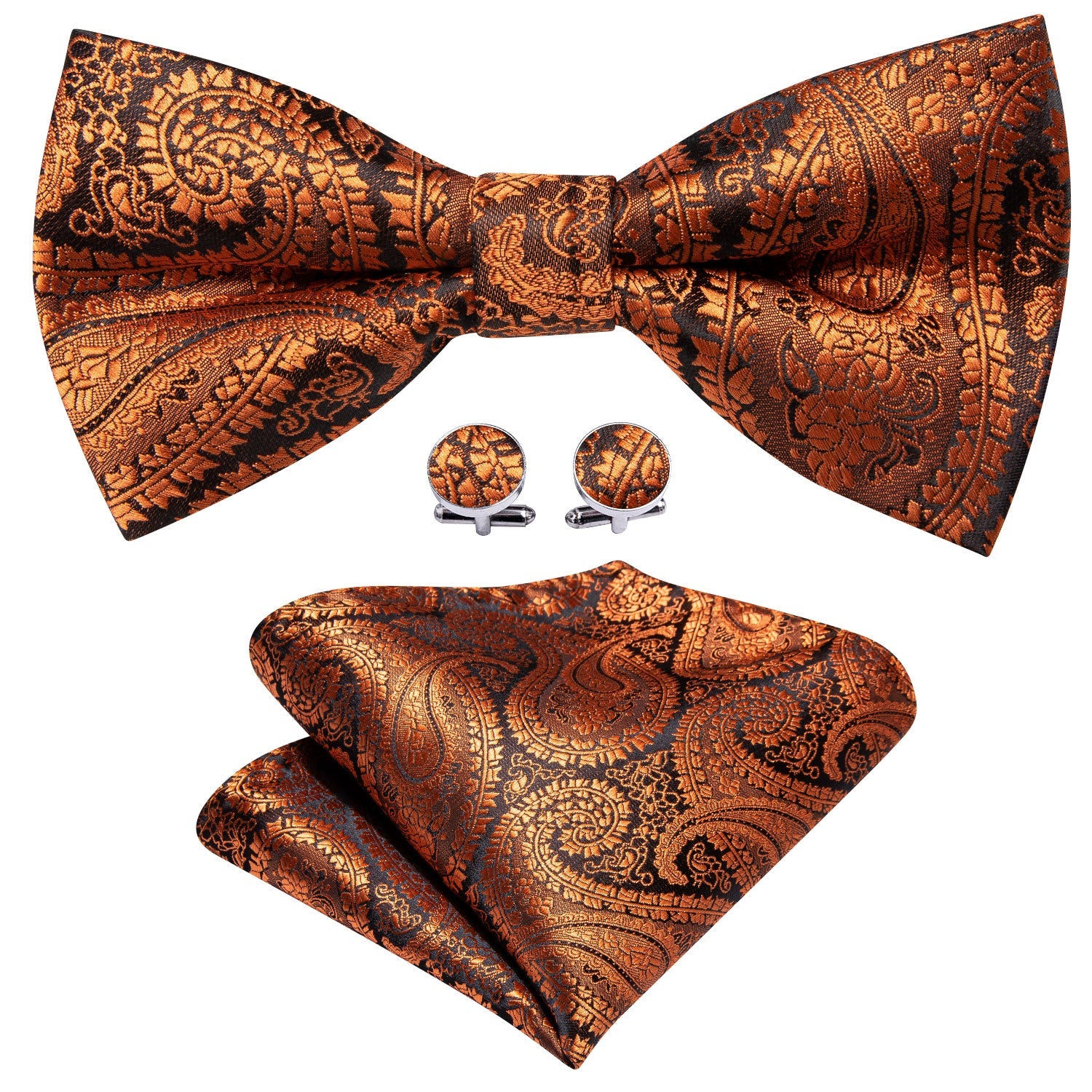 GentCrest Orange Paisley Bowtie Set - Image 2