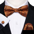 GentCrest Orange Paisley Bowtie Set - Image 1