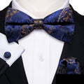 GentCrest Blue Paisley Bowtie Set - Image 1