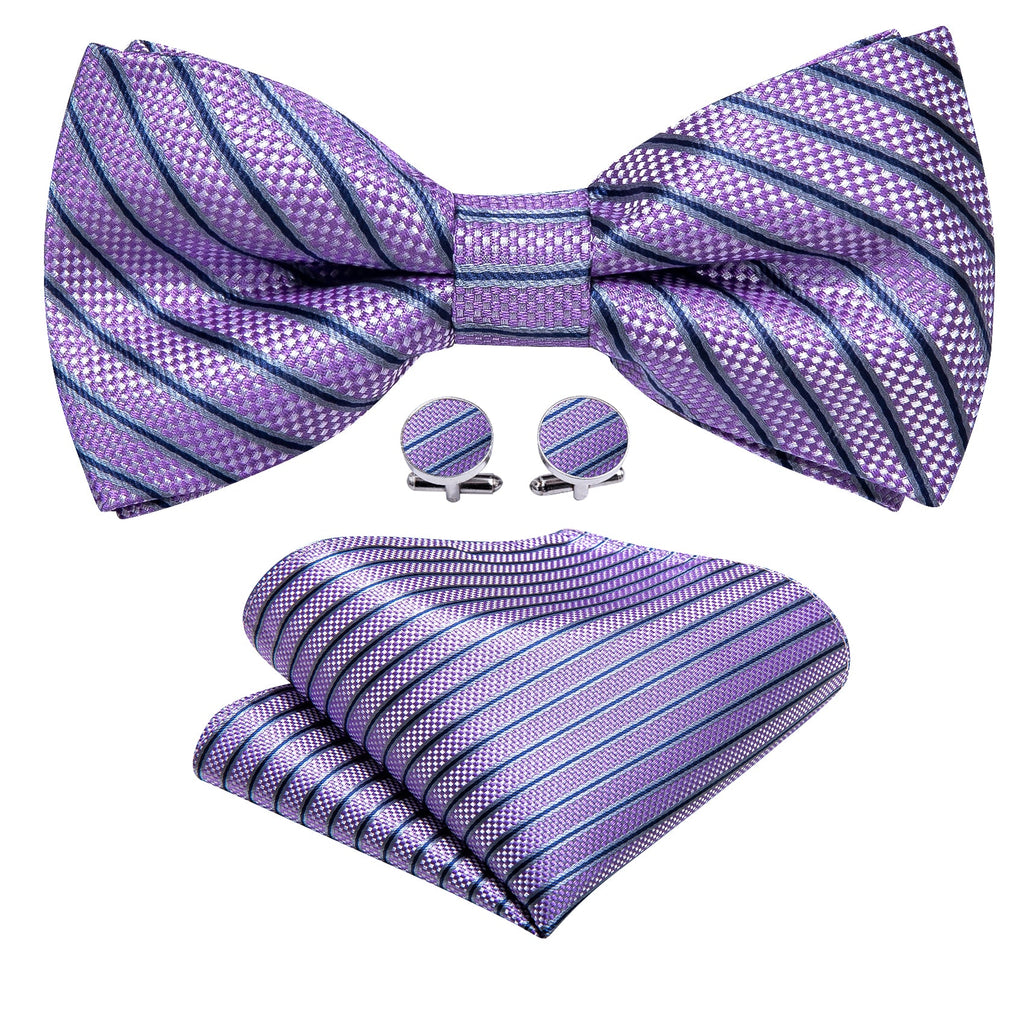 GentCrest Purple Striped Bowtie Set - Image 2