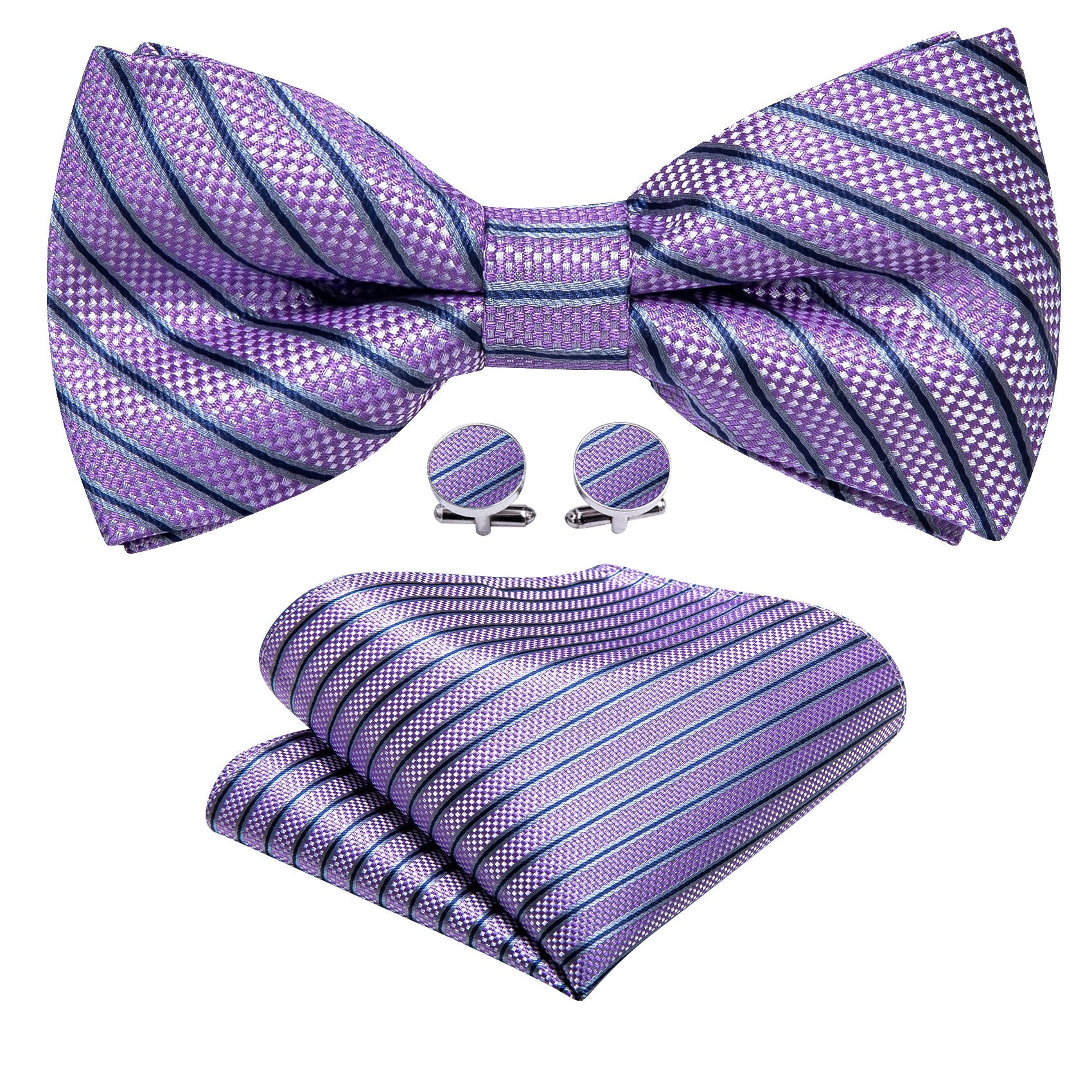 GentCrest Purple Striped Bowtie Set - Image 2