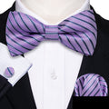 GentCrest Purple Striped Bowtie Set - Image 1