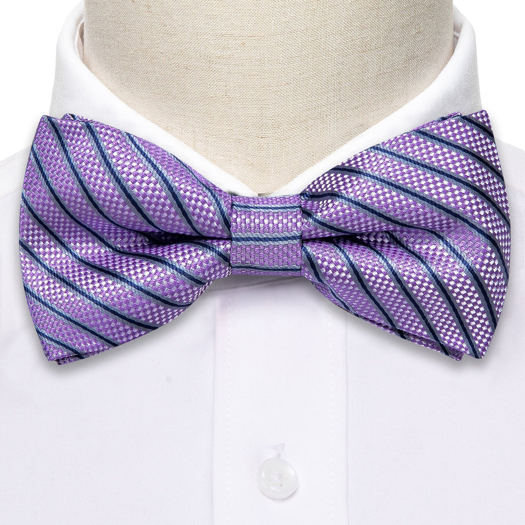 GentCrest Purple Striped Bowtie Set - Image 3