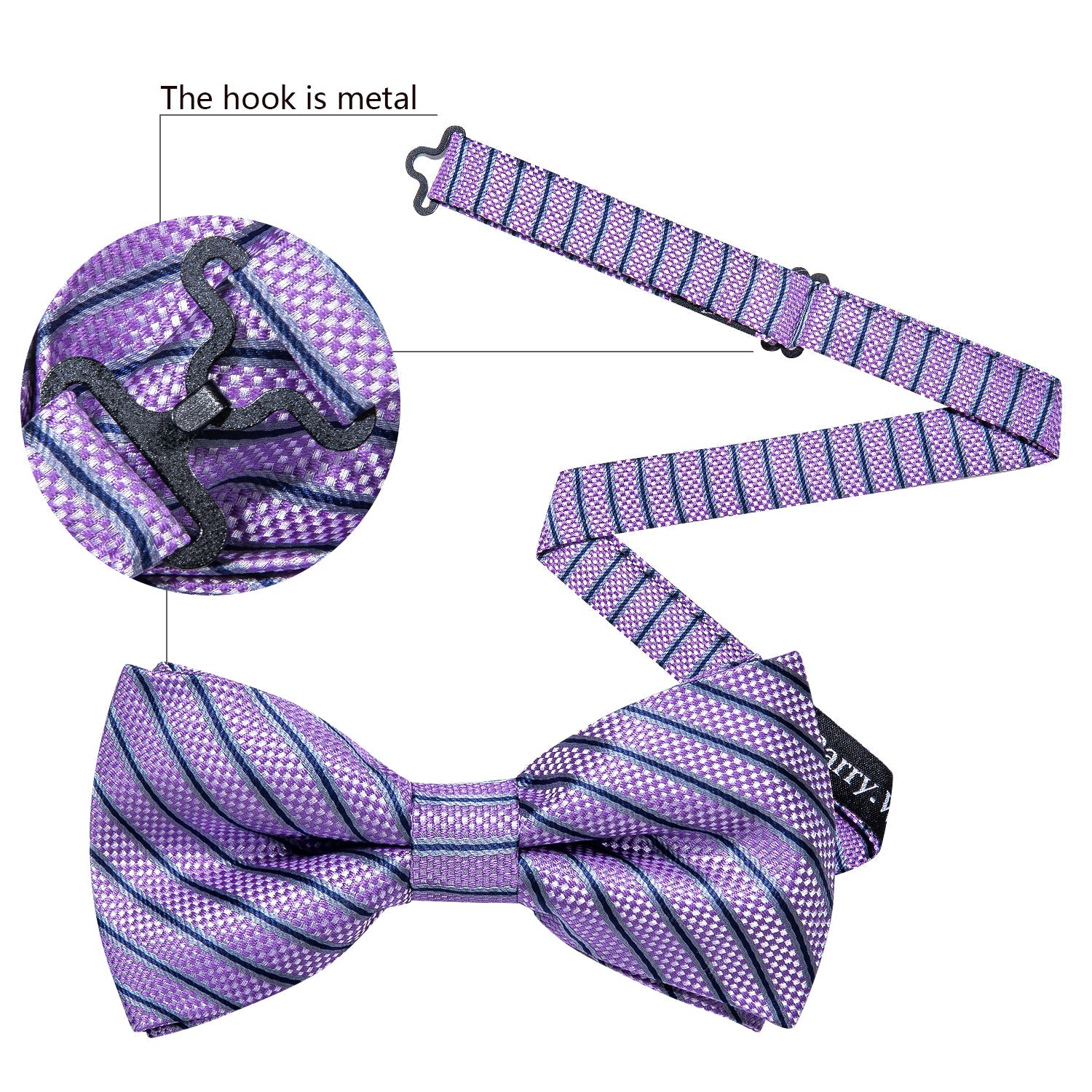 GentCrest Purple Striped Bowtie Set - Image 4