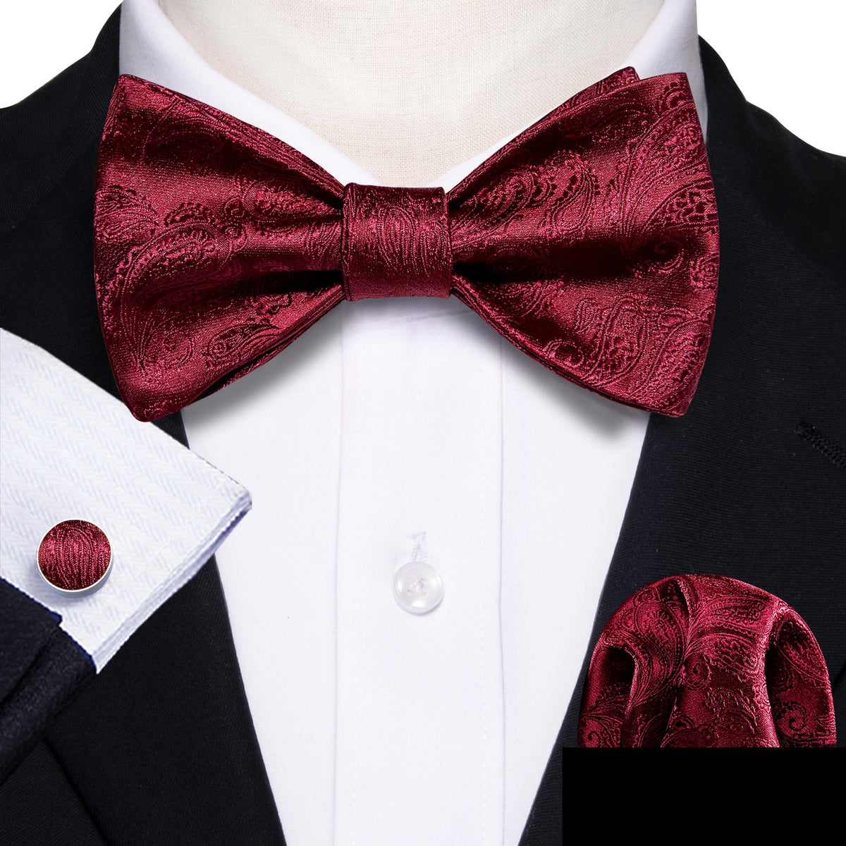 Bloody Mary , Pocket Square and Cufflinks Bow Tie Set - GentCrest
