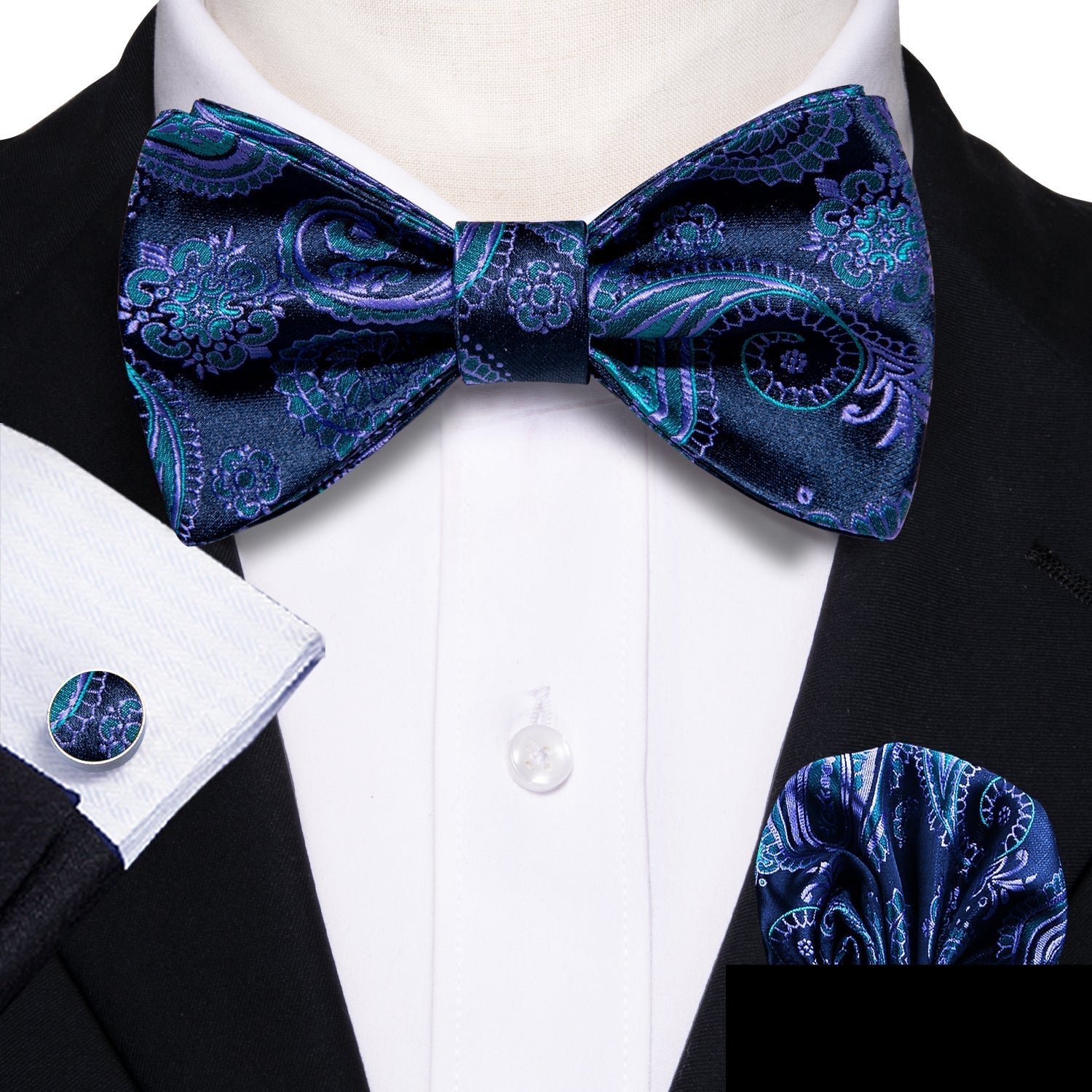 GentCrest Blue Paisley Bowtie Set - Image 1