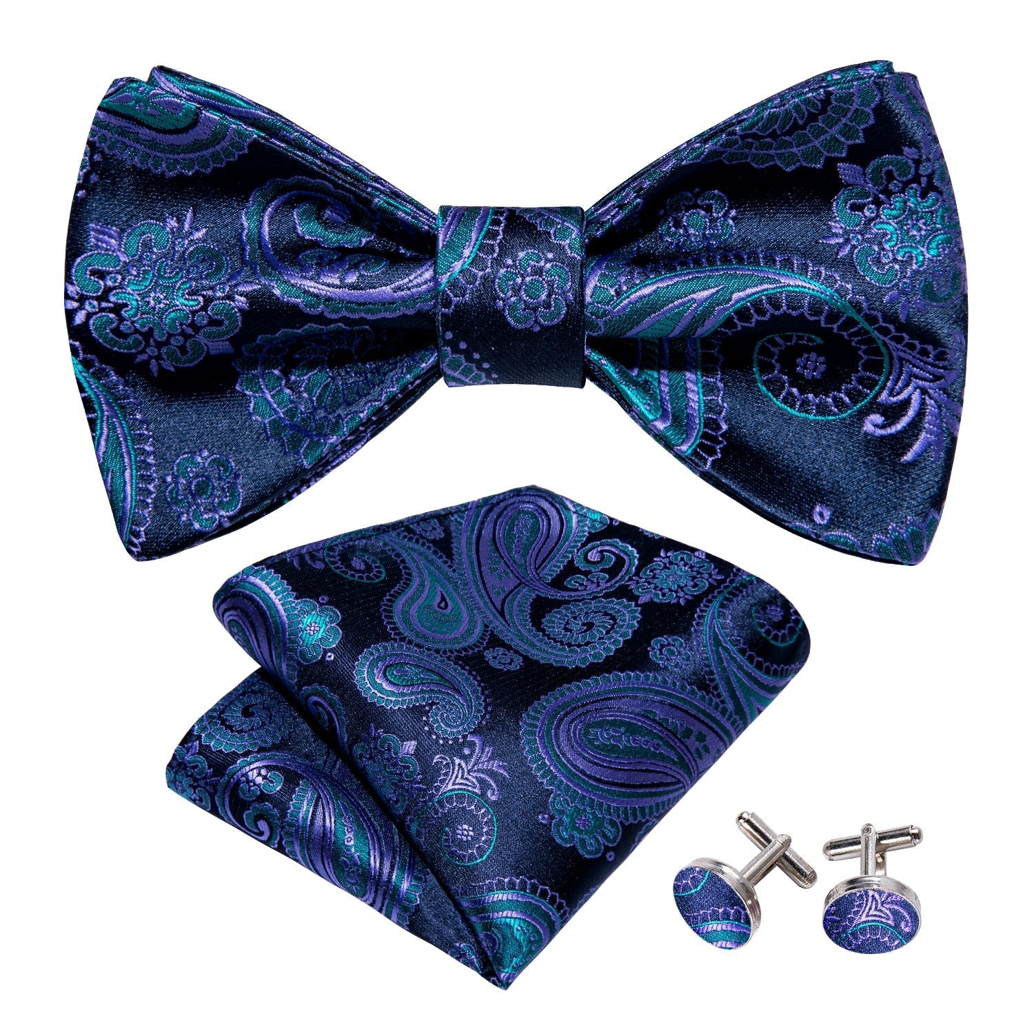 GentCrest Blue Paisley Bowtie Set - Image 2