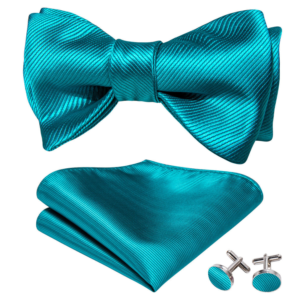 Blue Solid Bow Tie Set - GentCrest - View 2