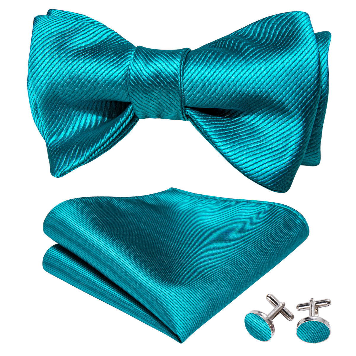 Blue Solid Bow Tie Set - GentCrest - View 2