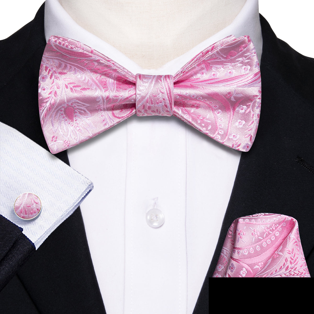 Pink Floral Bow Tie Set - GentCrest - View 2