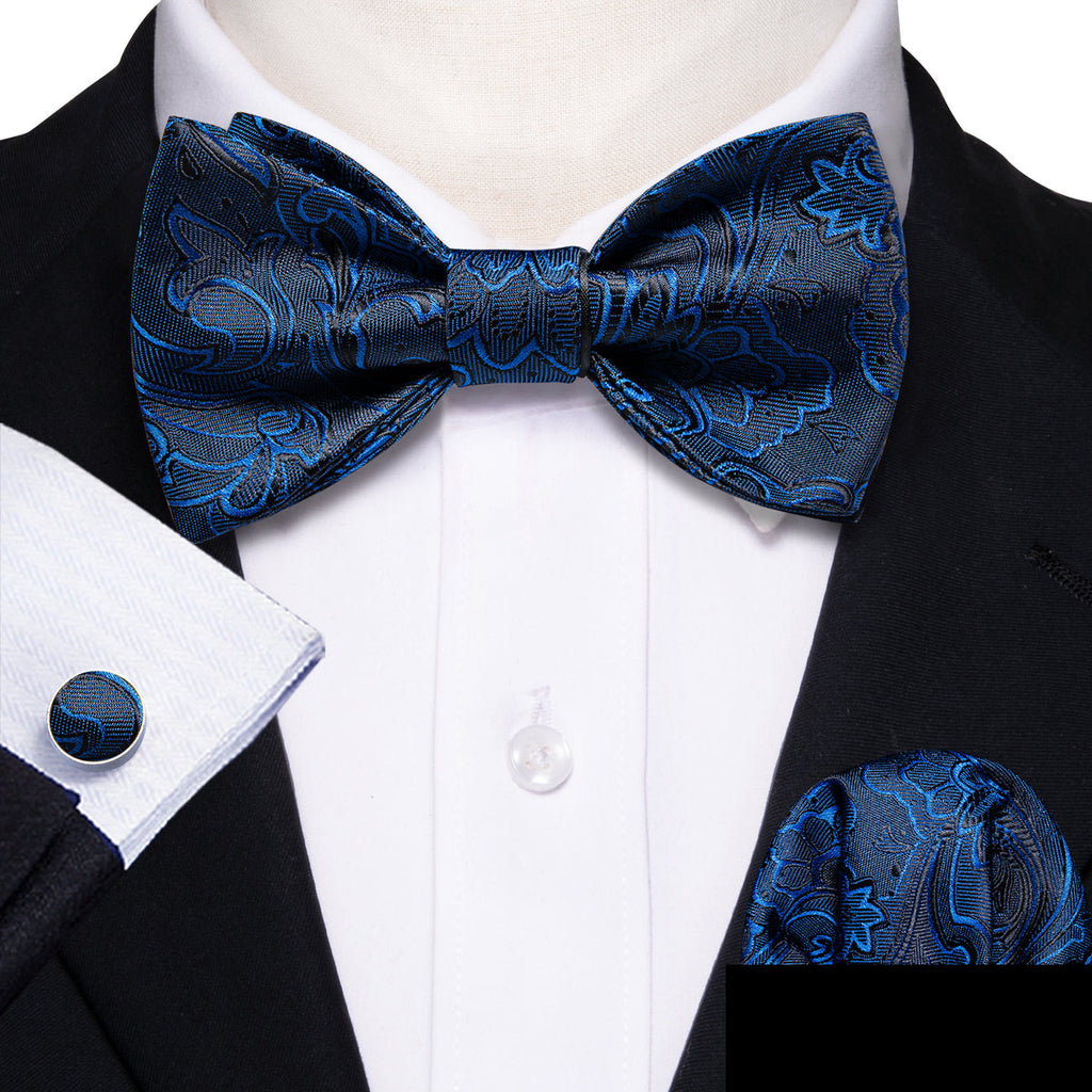 Blue Paisley Bow Tie Set - GentCrest - View 2