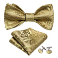 Gold Paisley Bow Tie Set - GentCrest