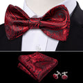 Black Red Paisley Bow Tie Set - GentCrest