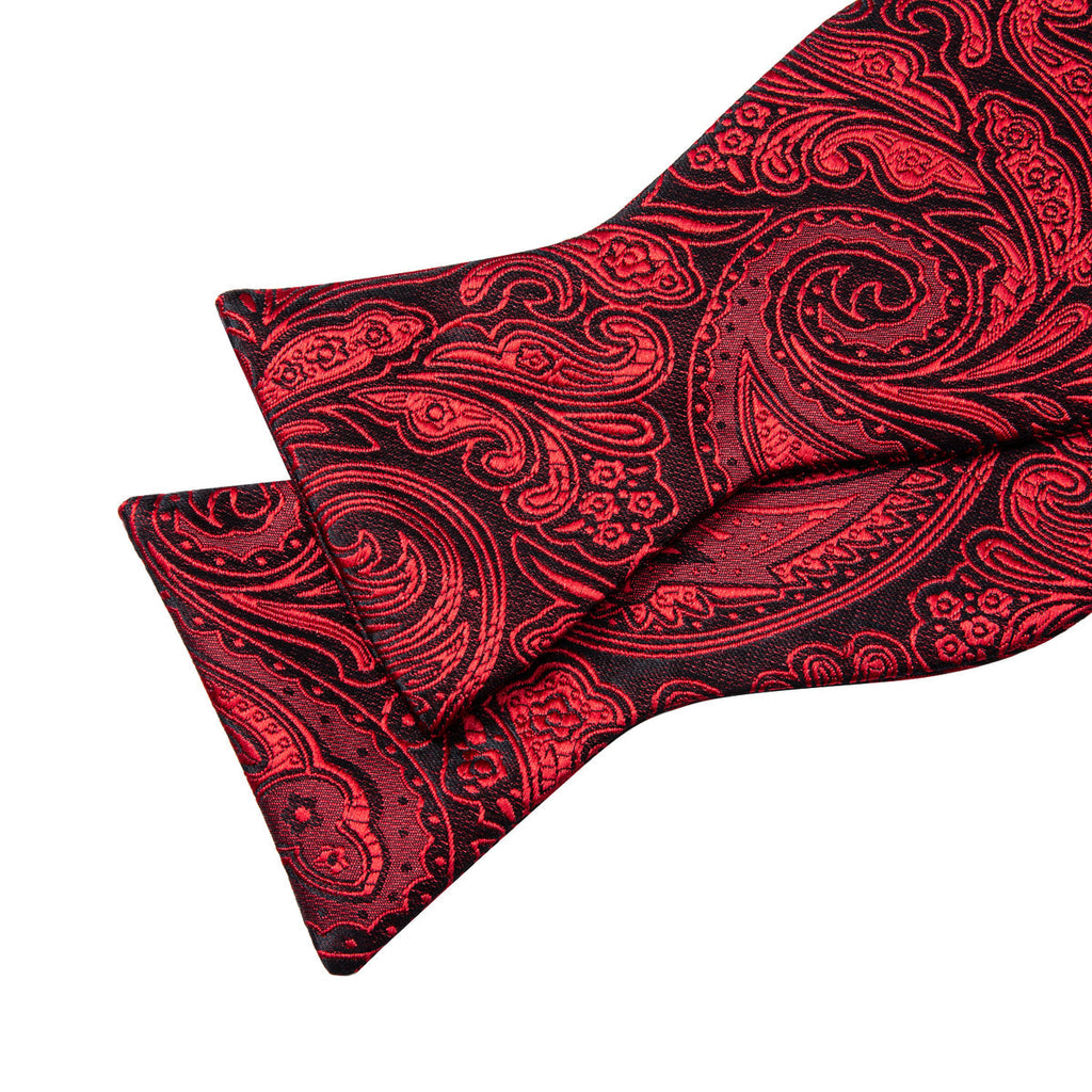 Black Red Paisley Bow Tie Set - GentCrest - View 6