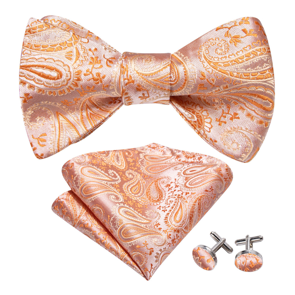 Orange Paisley Bow Tie Set - GentCrest - View 2