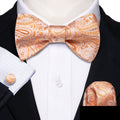 Orange Paisley Bow Tie Set - GentCrest