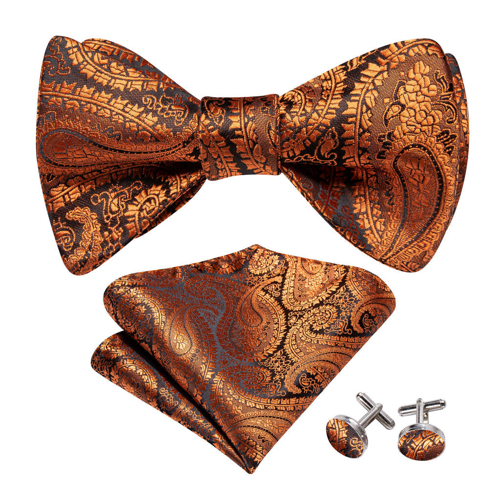 Brown Paisley Bow Tie Set - GentCrest - View 2
