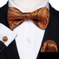 Brown Paisley Bow Tie Set - GentCrest