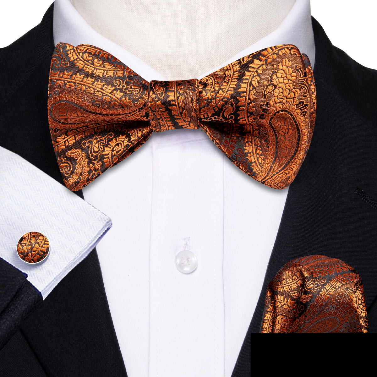 GentCrest Brown Paisley Bow Ties - Image 1