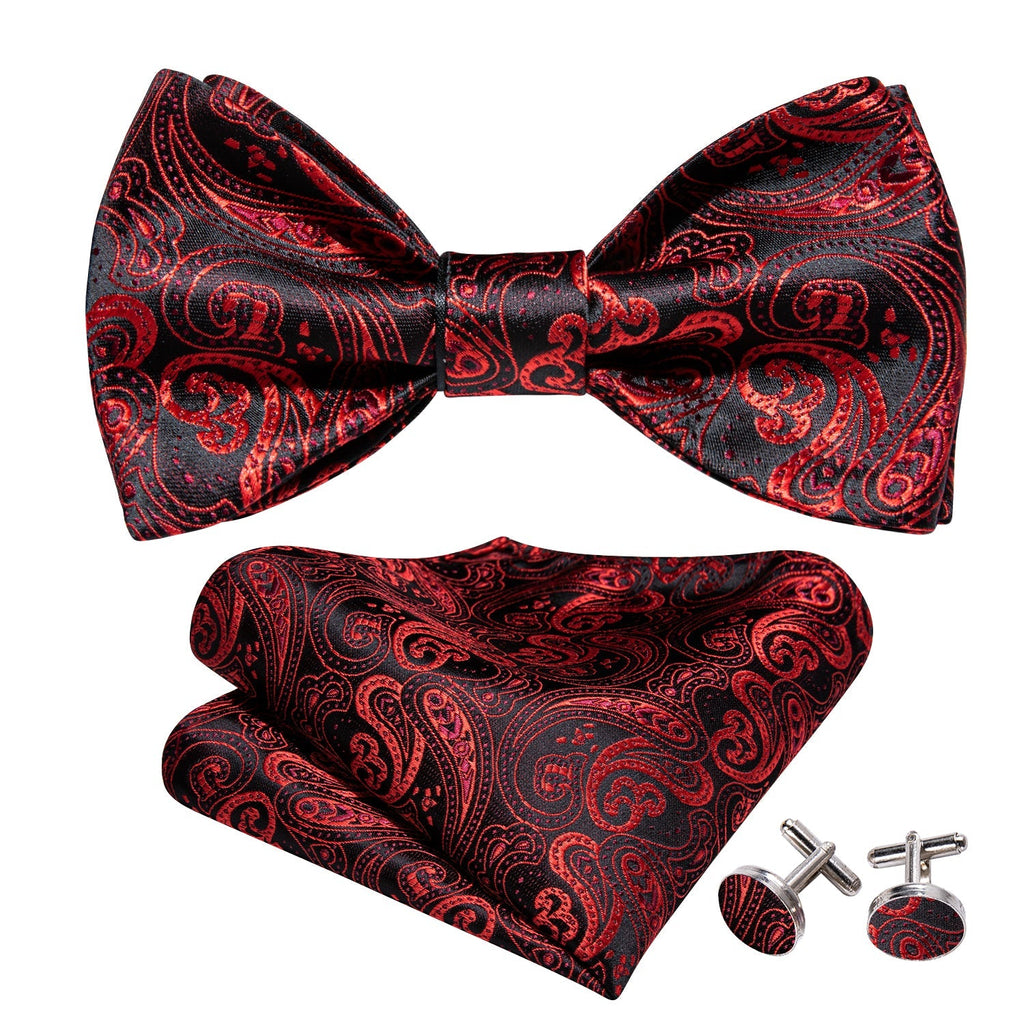 Royal Red Paisley Bow Tie Set - GentCrest - View 2