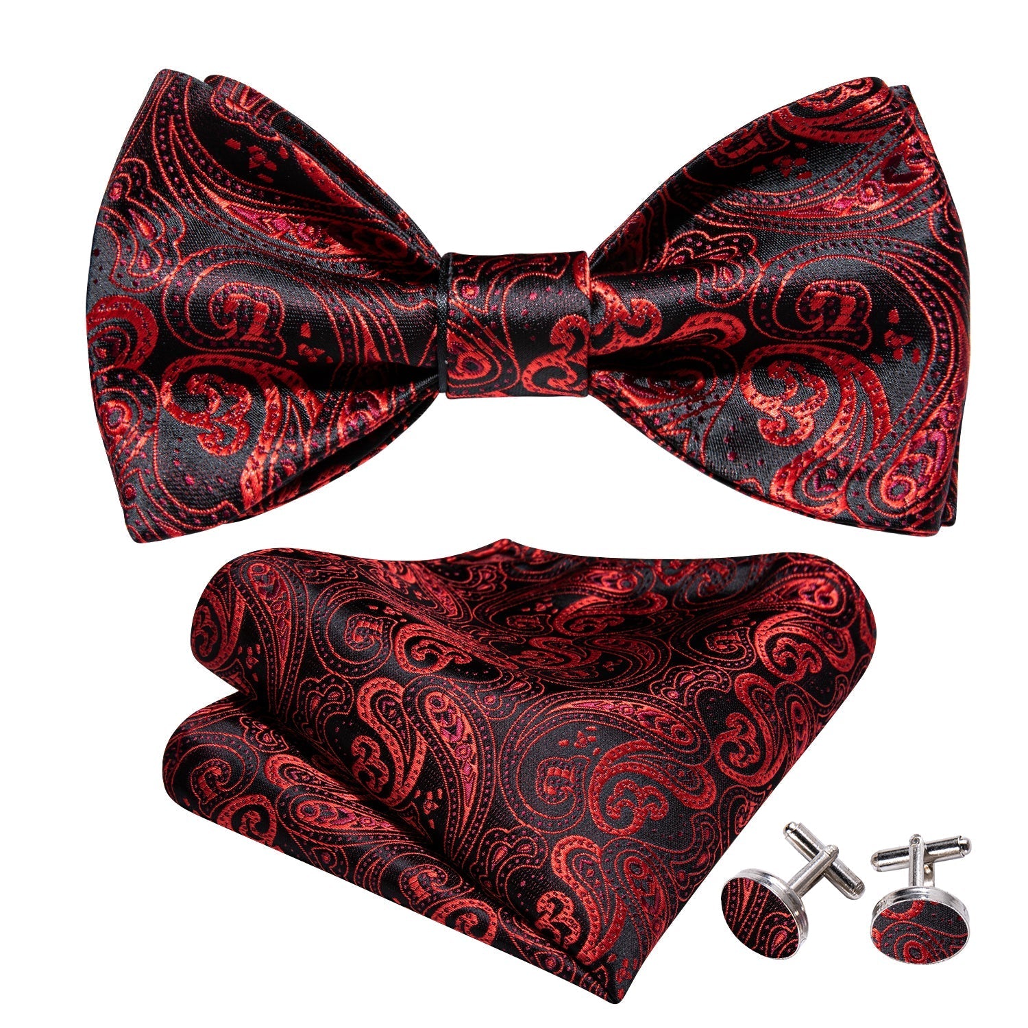 Royal Red Paisley Bow Tie Set - GentCrest - View 2