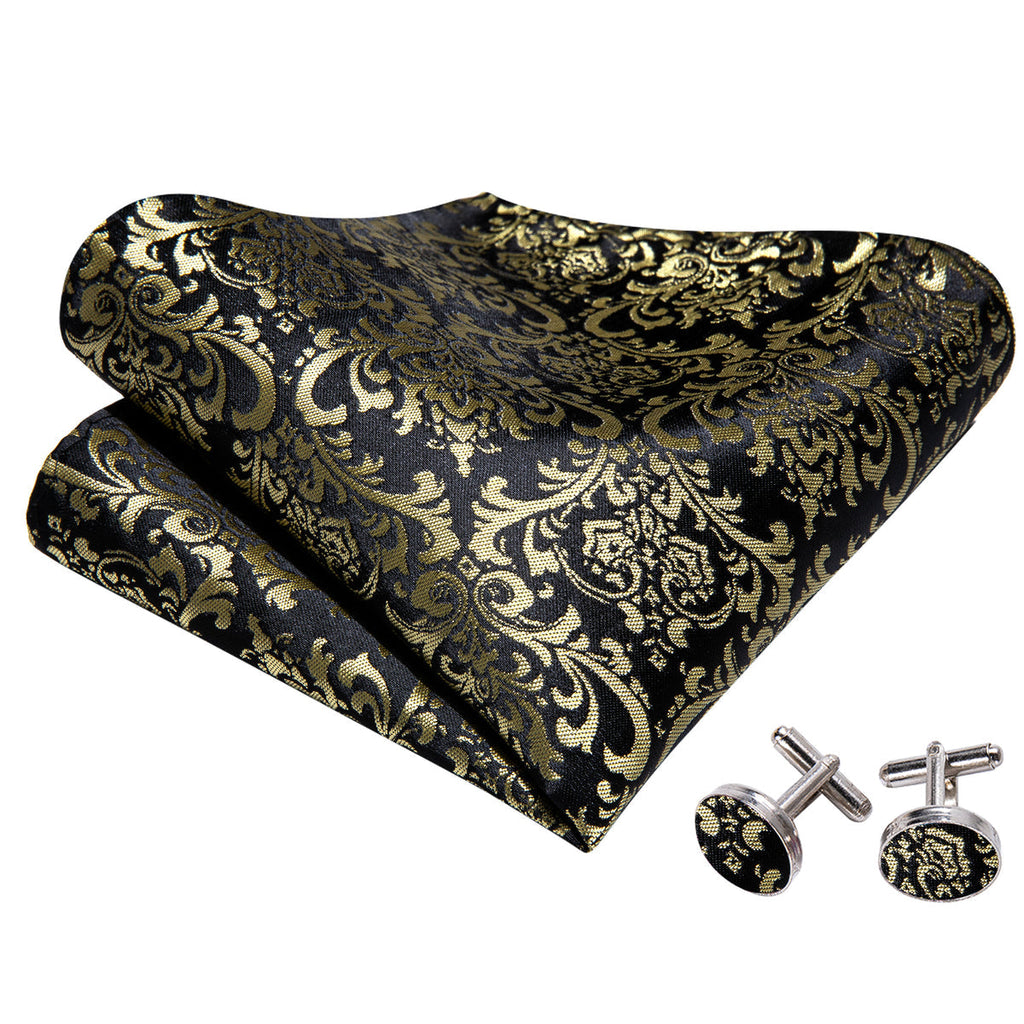 Black Yellow Floral Bow Tie Set - GentCrest - View 4