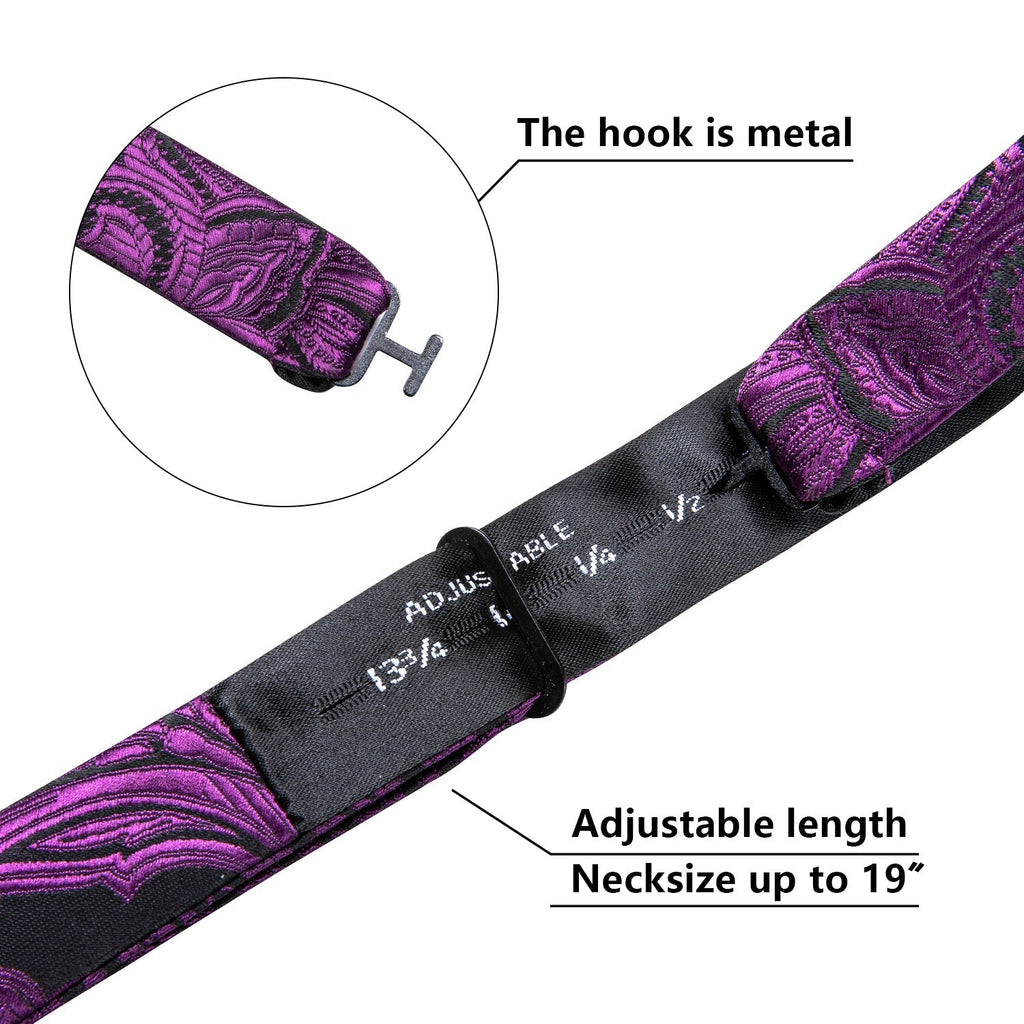 Purple and Black Paisley Bow Tie Set - GentCrest - View 5