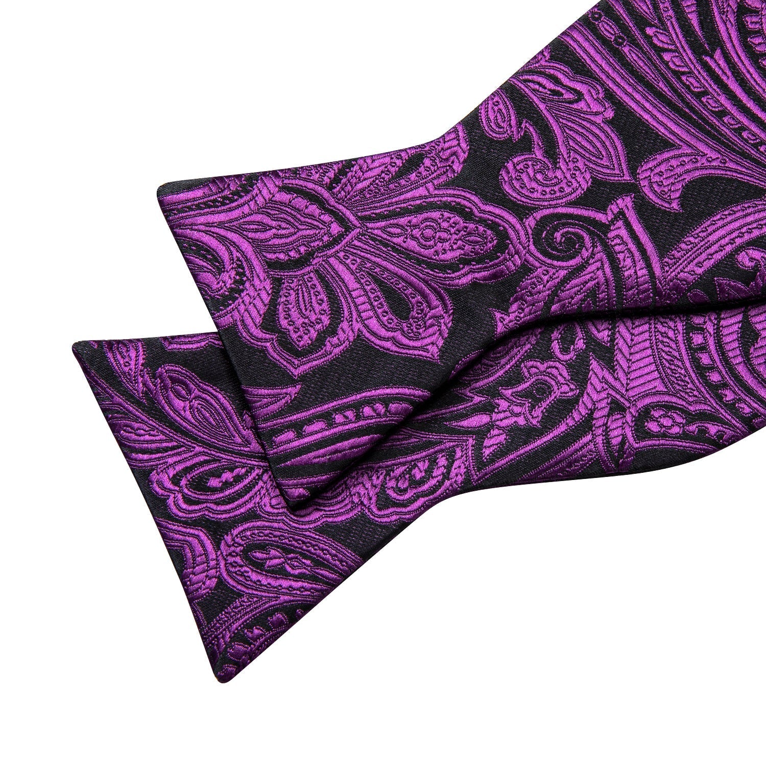 Purple and Black Paisley Bow Tie Set - GentCrest - View 3