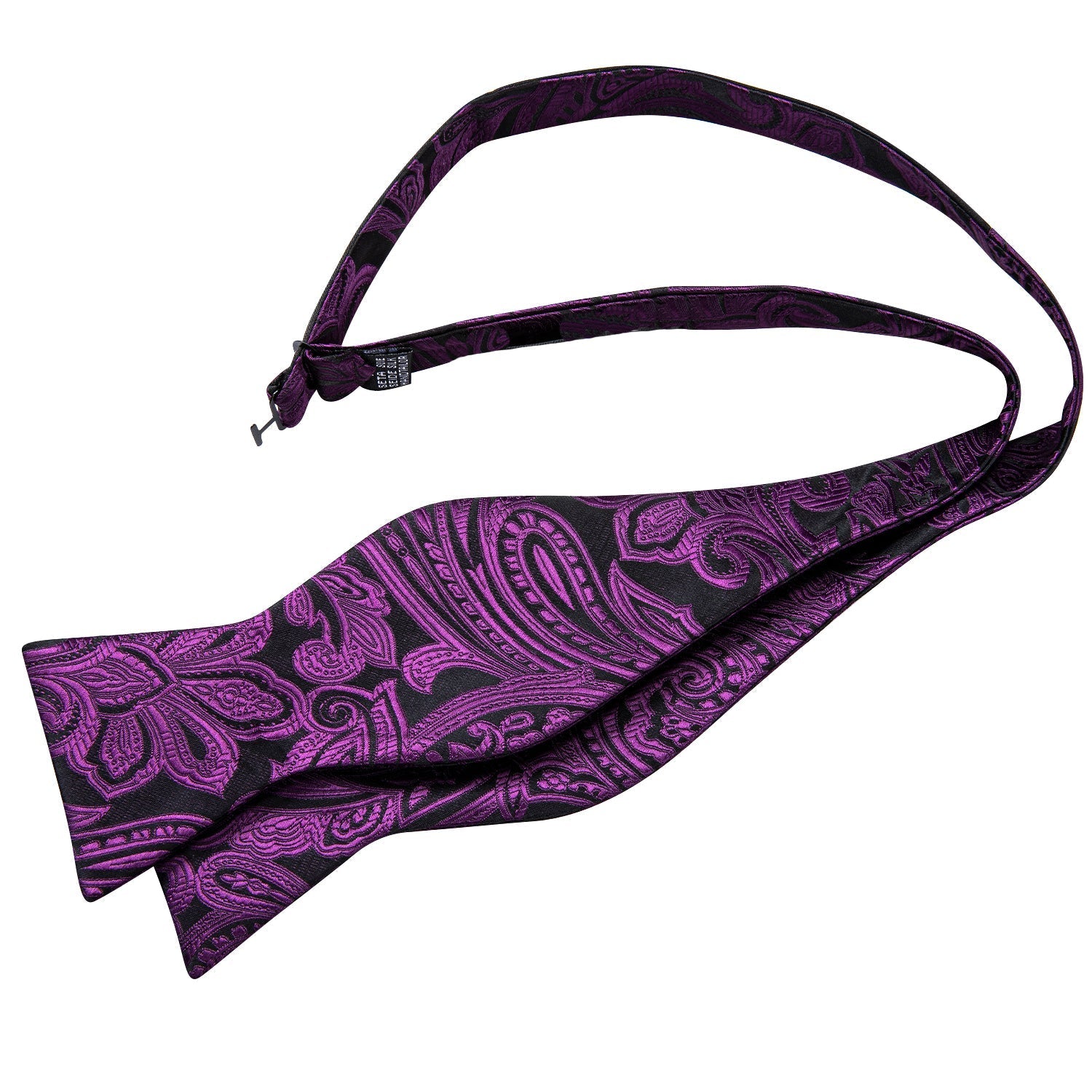 Purple and Black Paisley Bow Tie Set - GentCrest - View 4