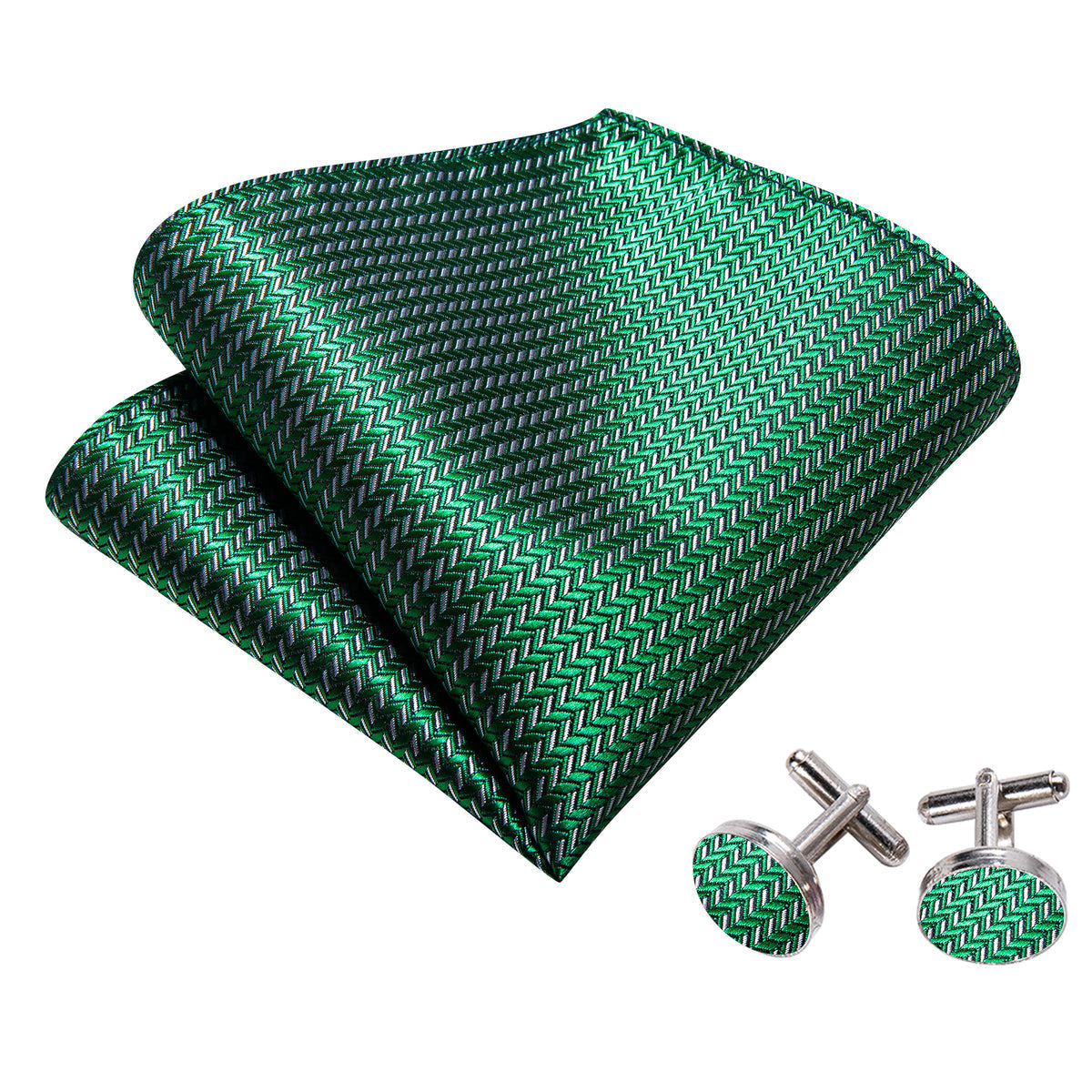 Green White Striped Bow Tie Set - GentCrest - View 5