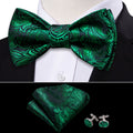 Olive Green Paisley Bow Tie Set - GentCrest