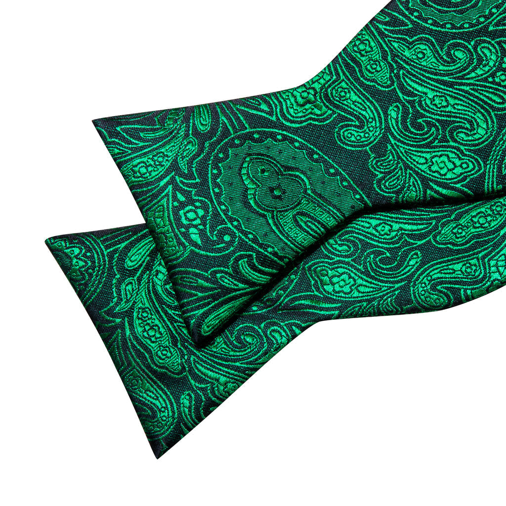 Olive Green Paisley Bow Tie Set - GentCrest - View 6