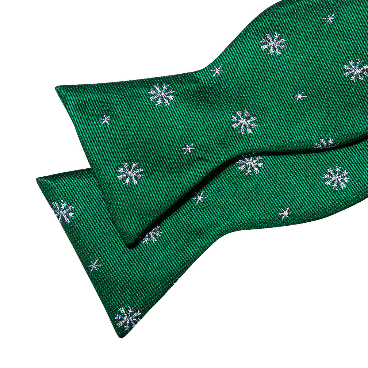 Green & White Snowflake Silk Christmas Bow Tie Set - GentCrest - View 5