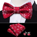 Red White Christmas Fashion Snowflake Bow Tie Set - GentCrest