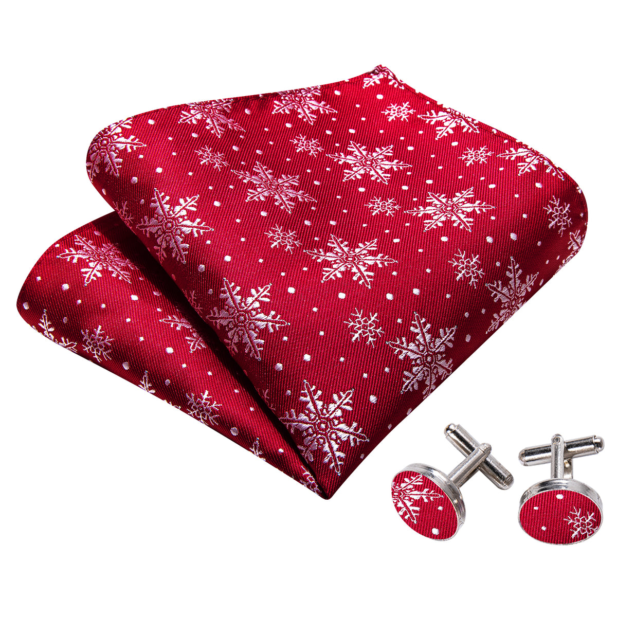 Red White Christmas Fashion Snowflake Bow Tie Set - GentCrest - View 5