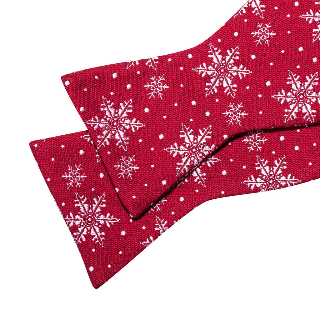 Red White Christmas Fashion Snowflake Bow Tie Set - GentCrest - View 6