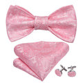 Pink Paisley Bow Tie Set - GentCrest
