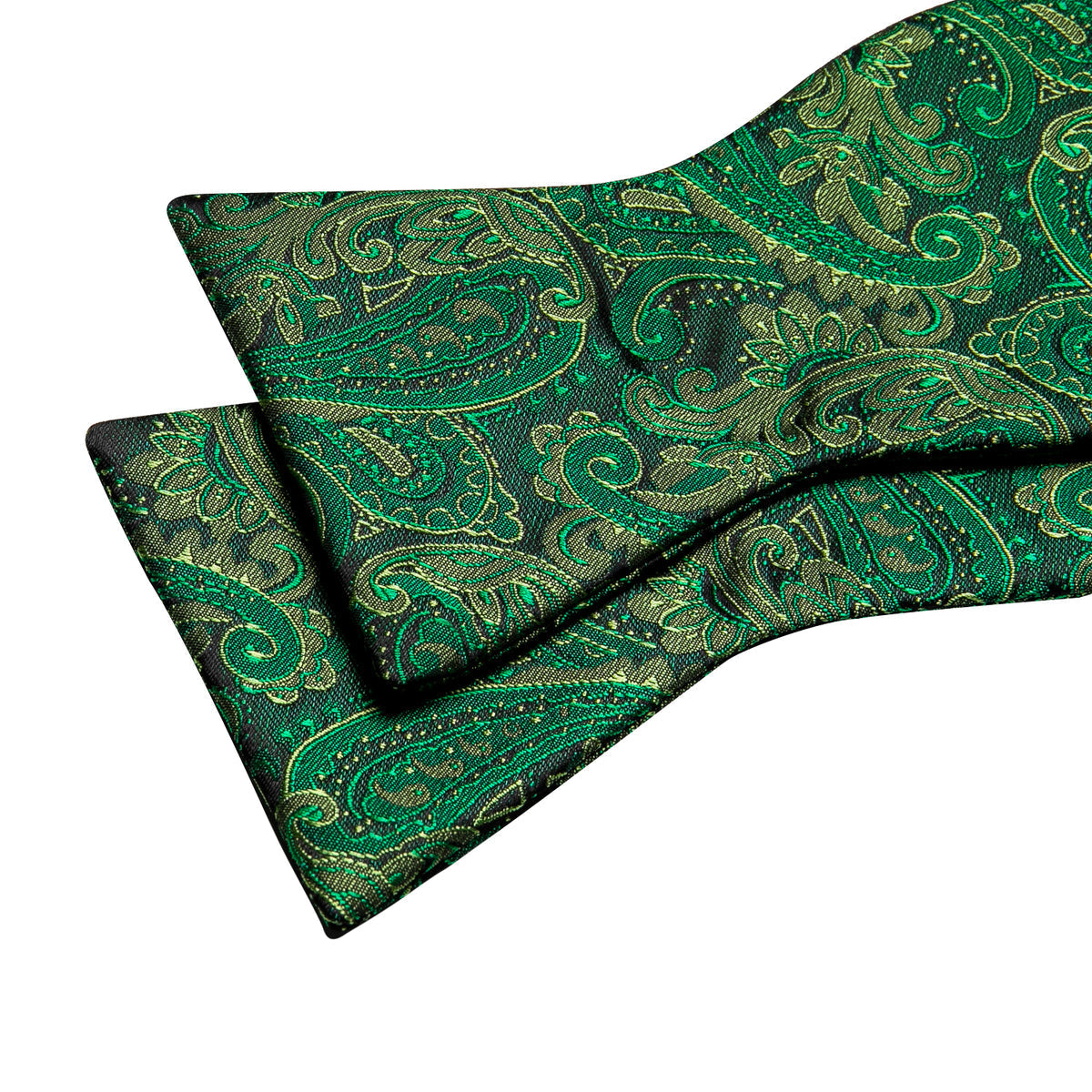 Grass Green Paisley Bow Tie Set - GentCrest - View 6