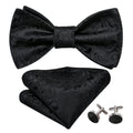 Black Paisley Bow Tie Set - GentCrest