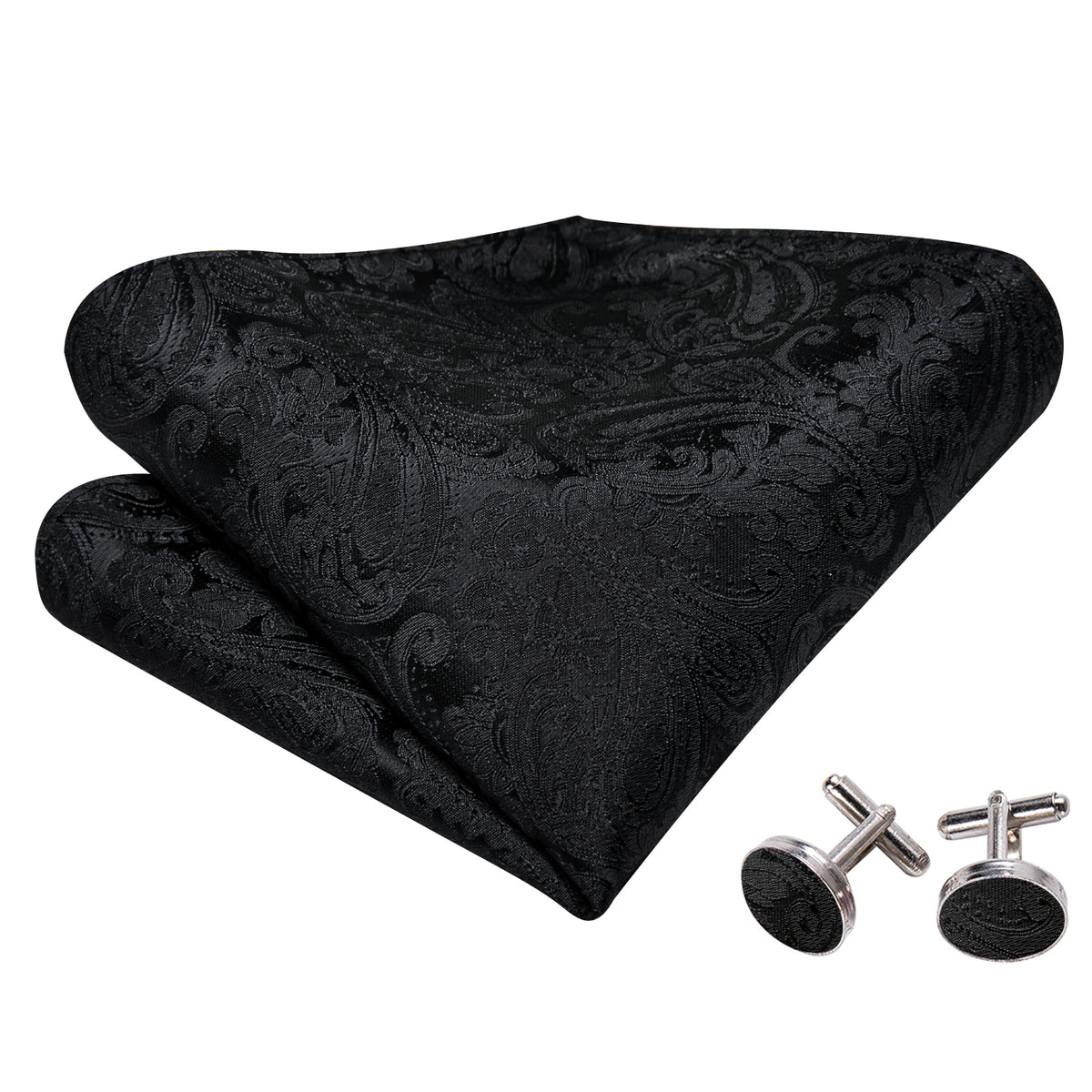 Black Paisley Bow Tie Set - GentCrest - View 5