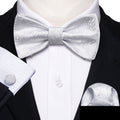 White Paisley Bow Tie Set - GentCrest