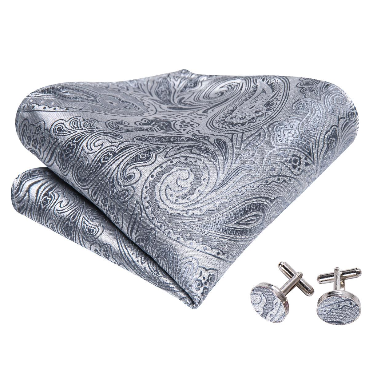 Silver Paisley Bow Tie Set - GentCrest - View 5