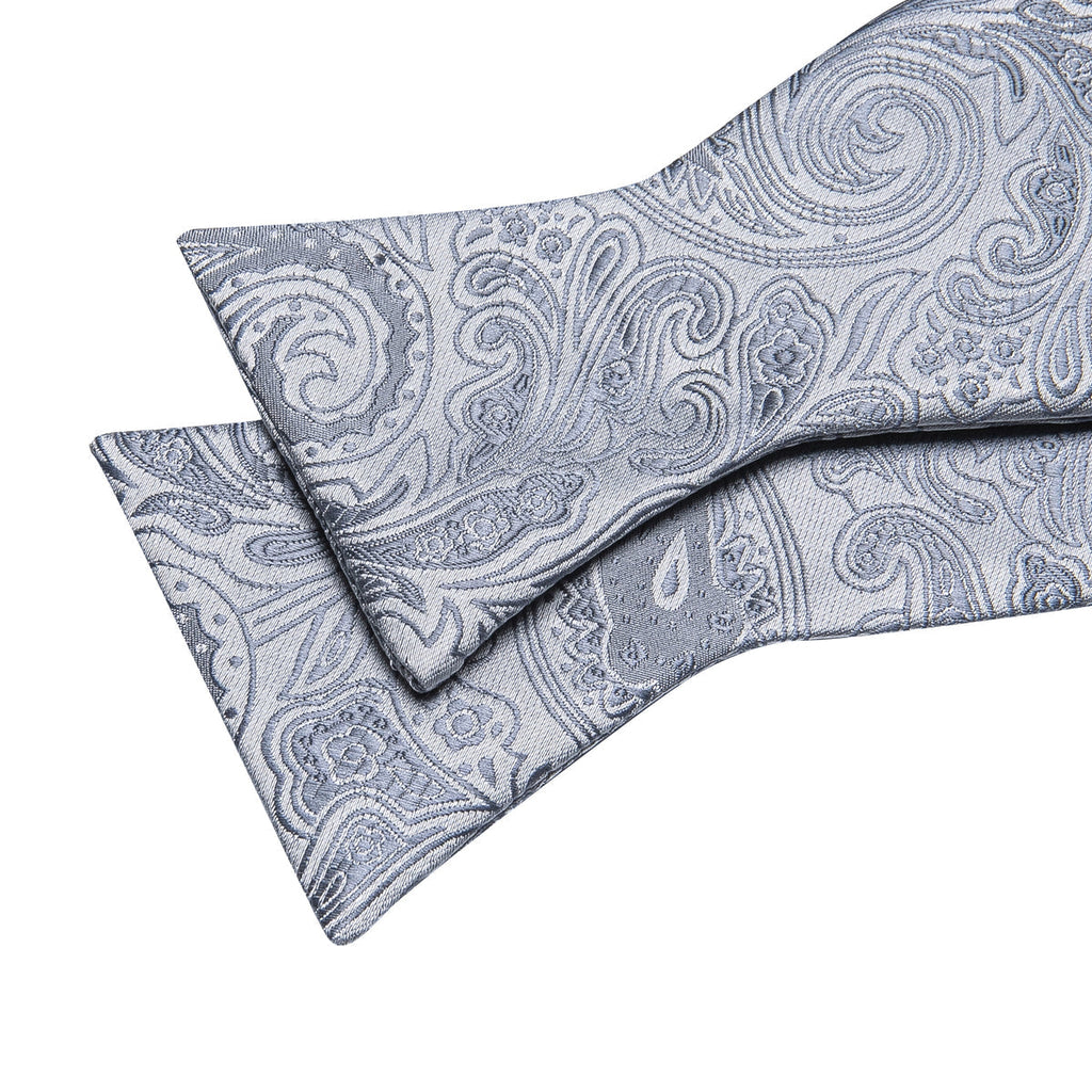 Silver Paisley Bow Tie Set - GentCrest - View 6