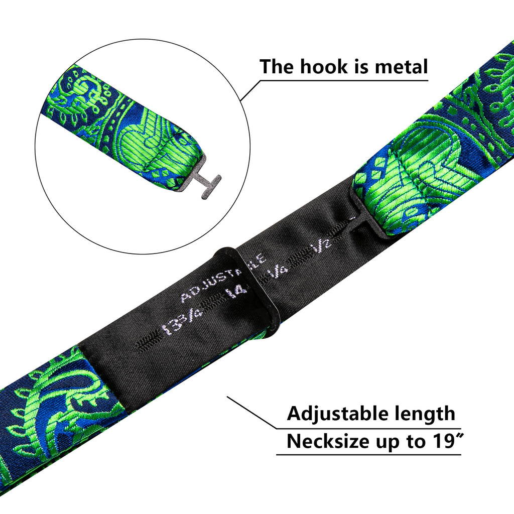 Green Navy Floral Paisley Bow Tie Set - GentCrest - View 6