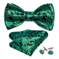 Fashion Green Paisley Bow Tie Set - GentCrest