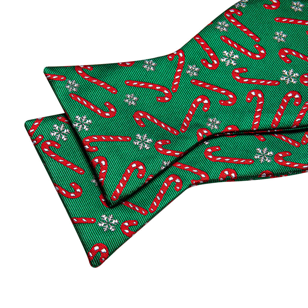 Green Candy Cane Christmas Pattern Bow Tie Set - GentCrest - View 5