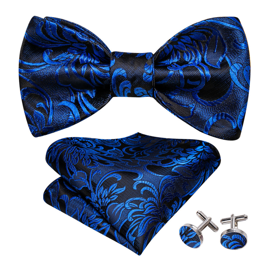 Peacock Blue Paisley Bow Tie Set - GentCrest