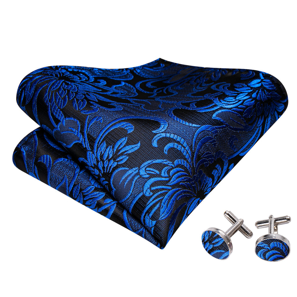 Peacock Blue Paisley Bow Tie Set - GentCrest - View 5
