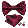 Black Red Paisley Bow Tie Set - GentCrest