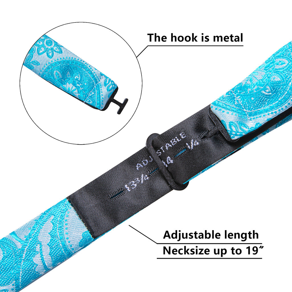 Blue and Silver Paisley Bow Tie Set - GentCrest - View 4